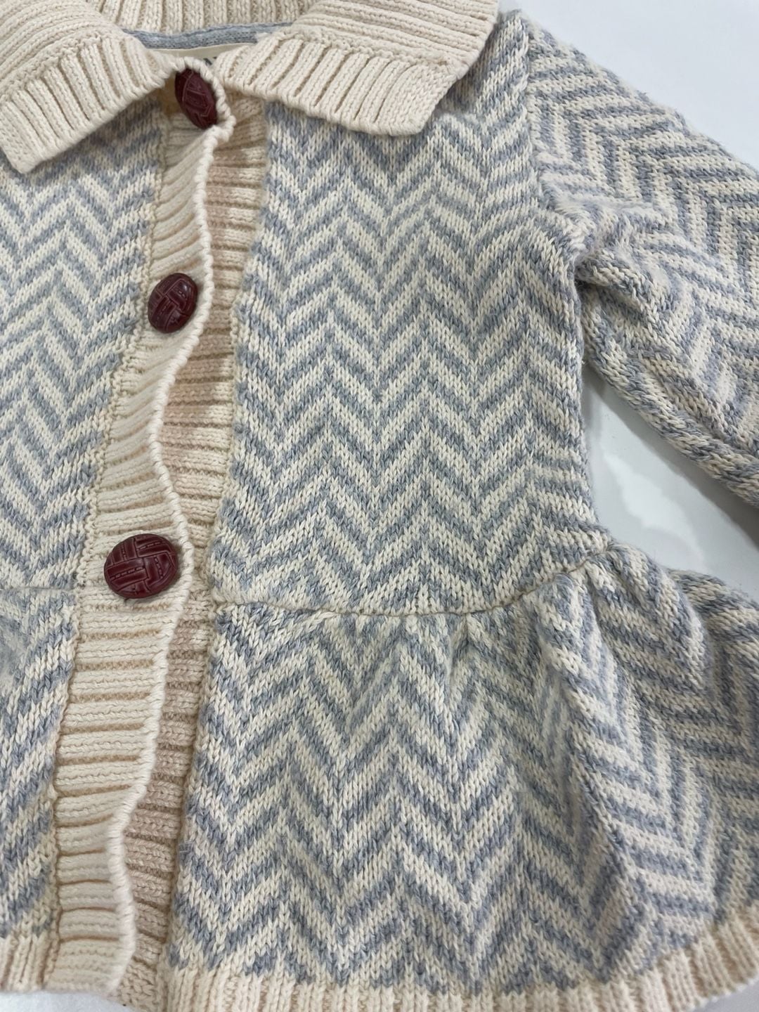 Hope & Henry Sweater Cardigan Size 6-12m Gray Ivory Chevron Peplum 4