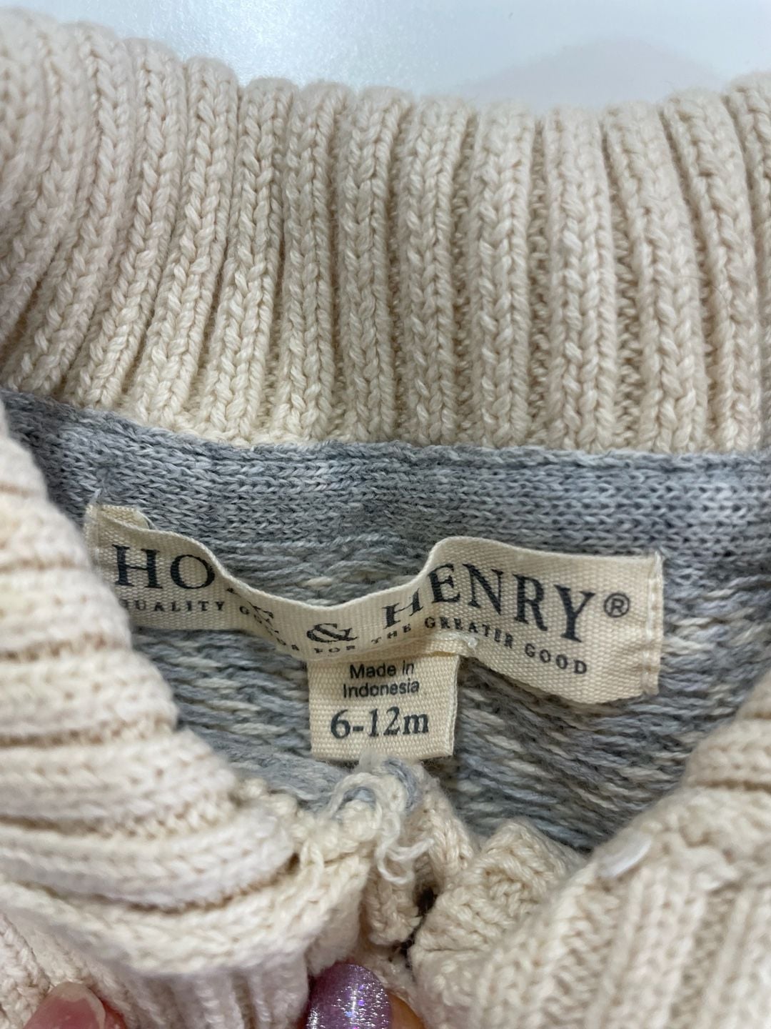 Hope & Henry Sweater Cardigan Size 6-12m Gray Ivory Chevron Peplum 5