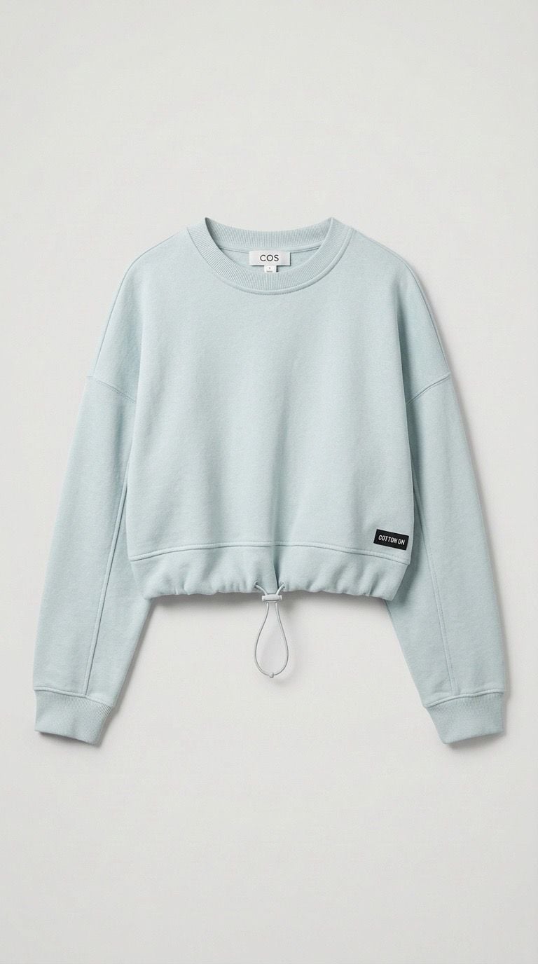 Calvin Klein Jeans Cropped Sweatshirt Size XS Light Blue Crewneck 2