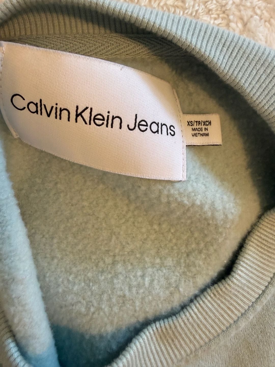 Calvin Klein Jeans Cropped Sweatshirt Size XS Light Blue Crewneck 5