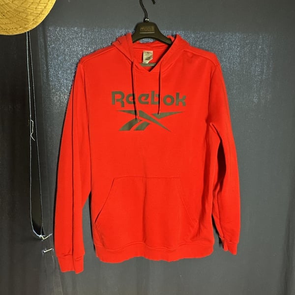 Reebok Hoodie Size XL Red Big Logo Pullover Sweatshirt