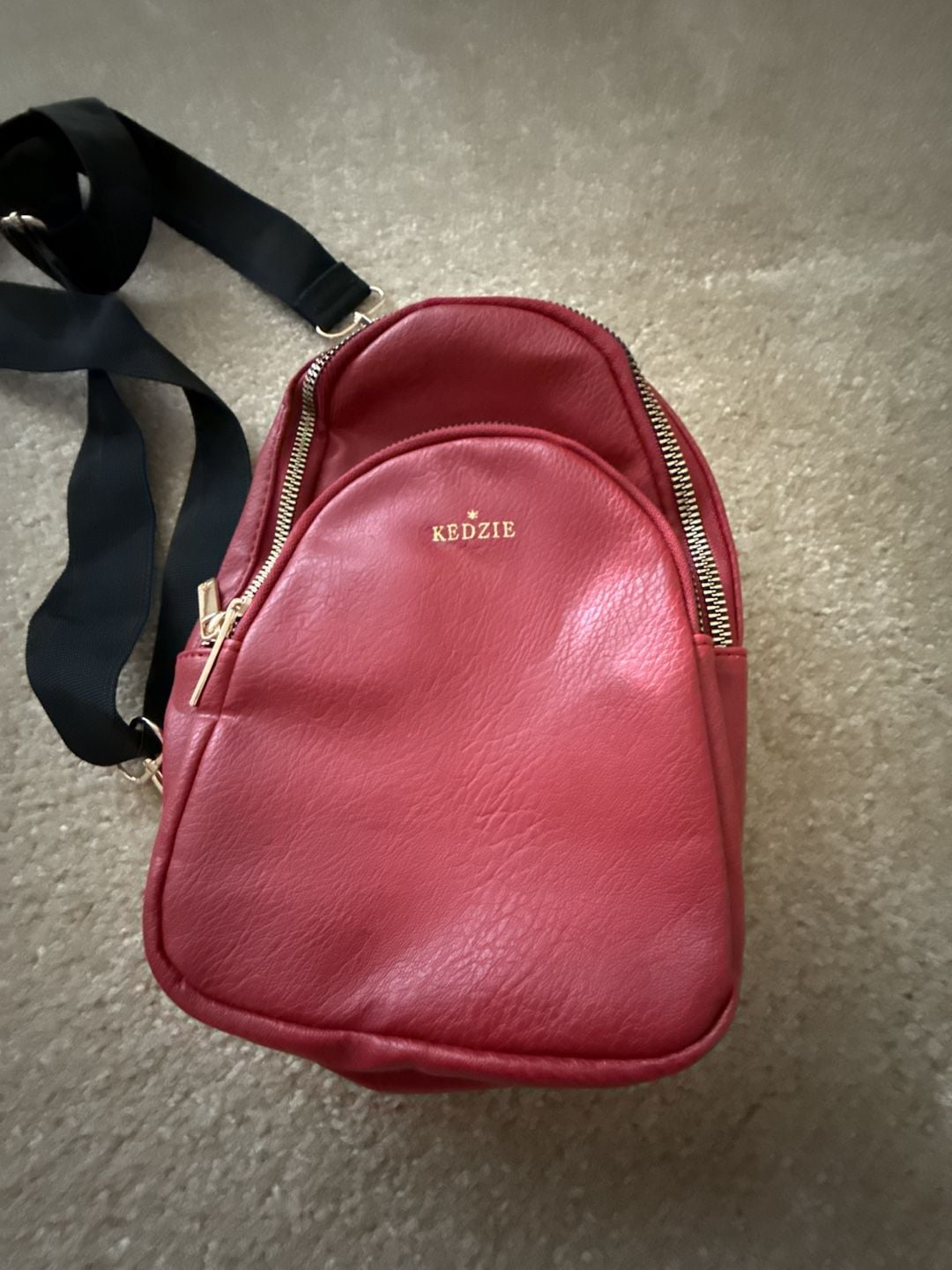 Kedzie Sunset Sling Bag Red Vegan Leather Crossbody 3