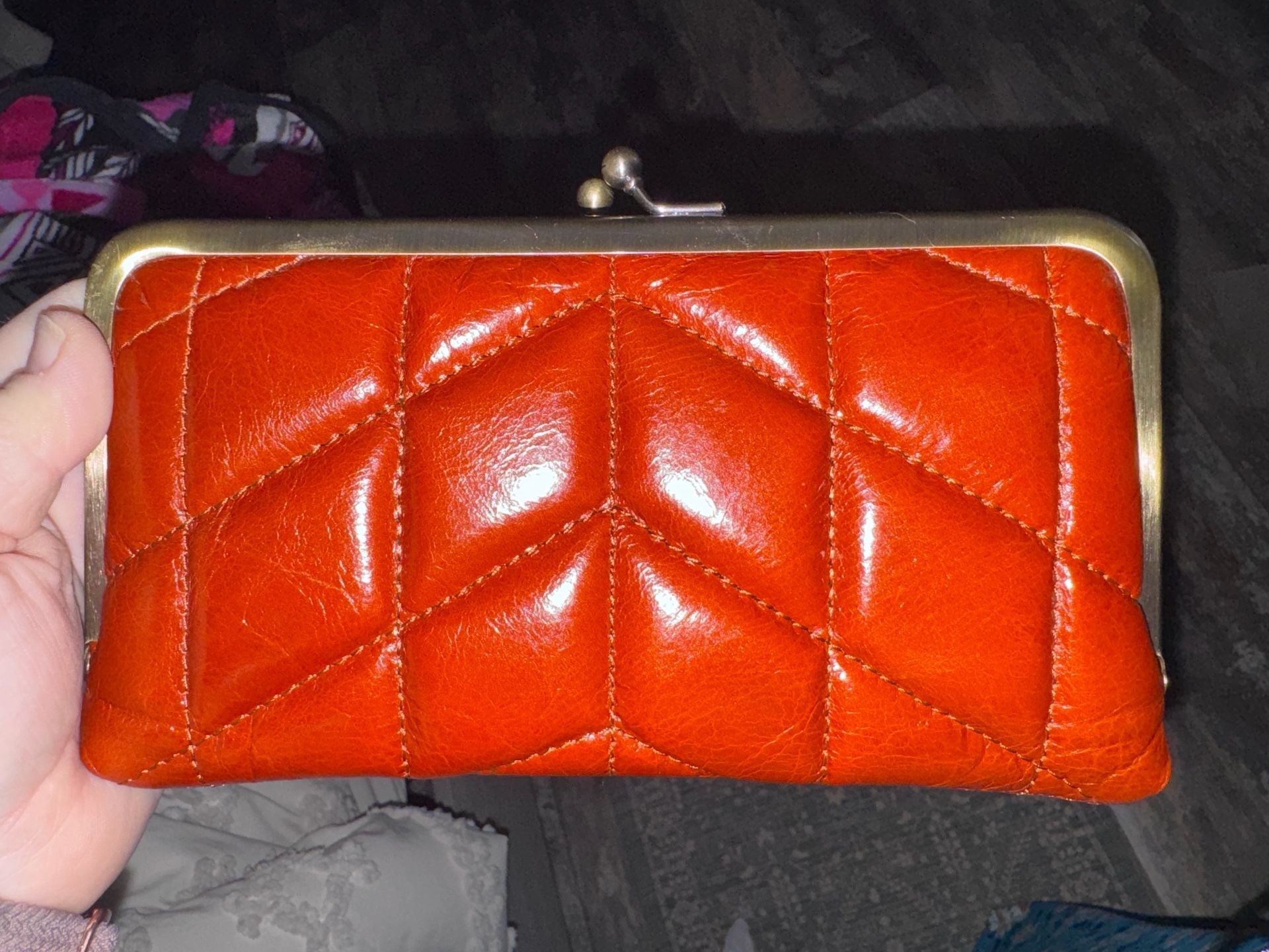 Patricia Nash Everly Quilted Nappa Leather Frame Wallet Orange 2