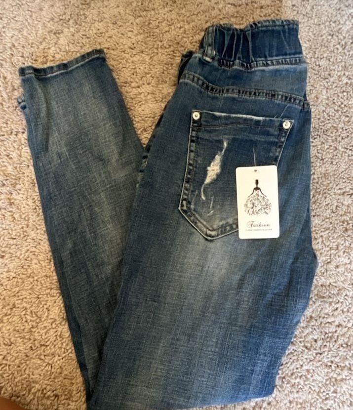 HISS ME Distressed Denim Jogger Jeans Blue 2
