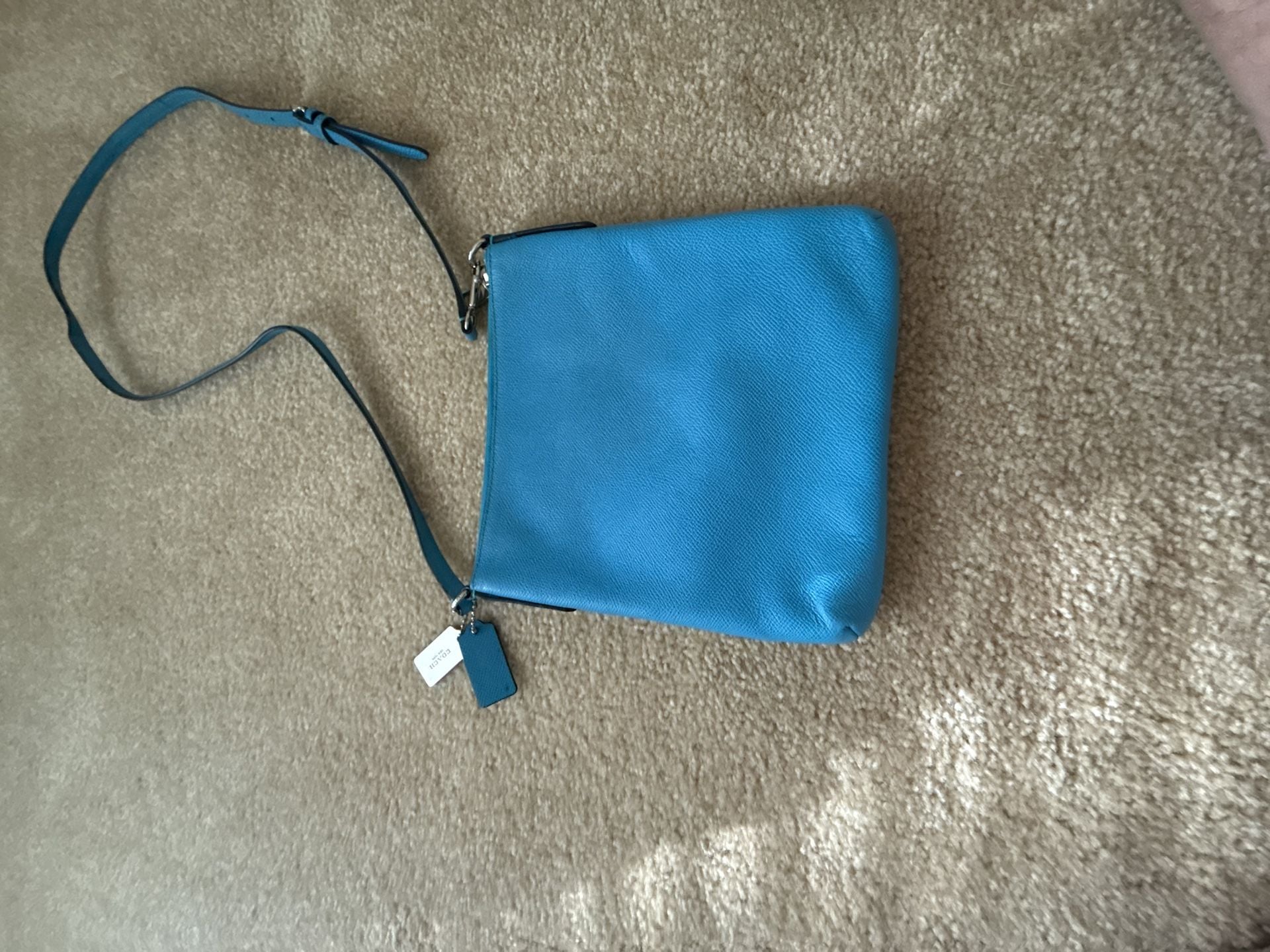 Coach Blue Saffiano Leather Crossbody Bag 5