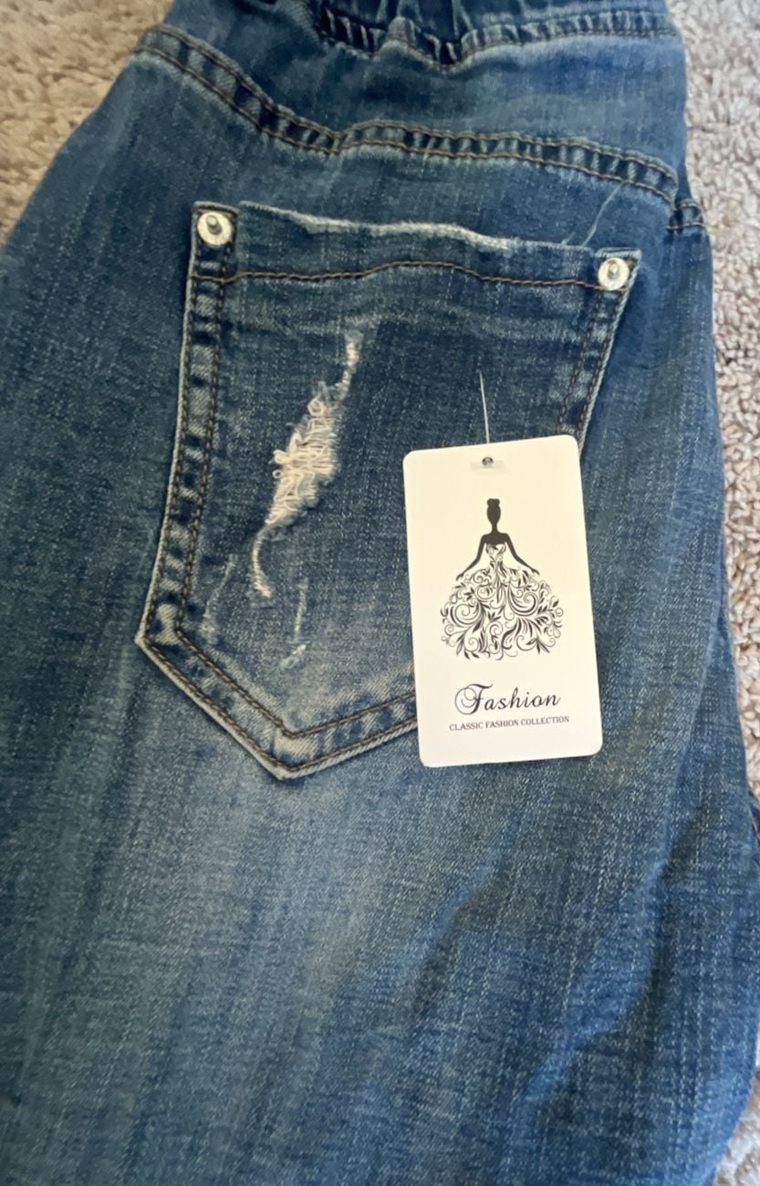HISS ME Distressed Denim Jogger Jeans Blue 3
