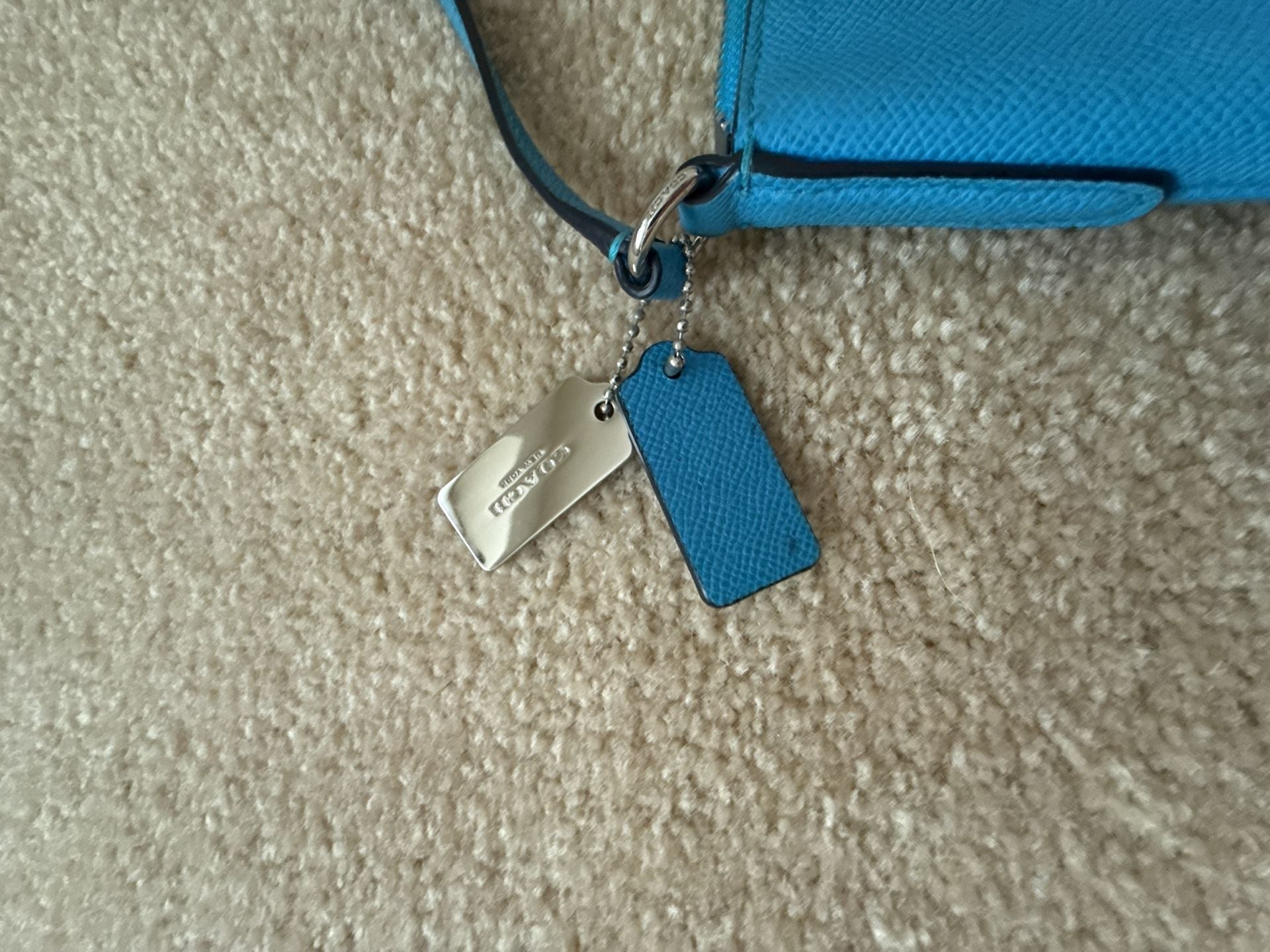 Coach Blue Saffiano Leather Crossbody Bag 7