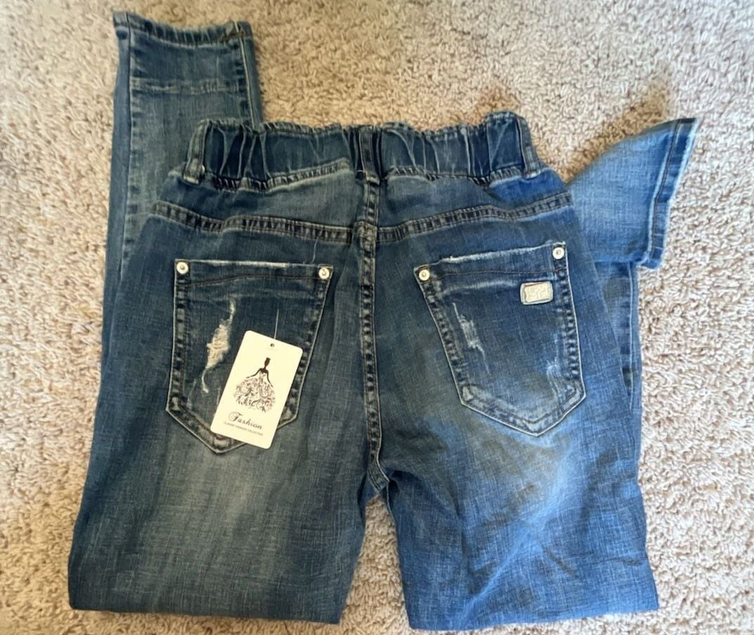 HISS ME Distressed Denim Jogger Jeans Blue 6