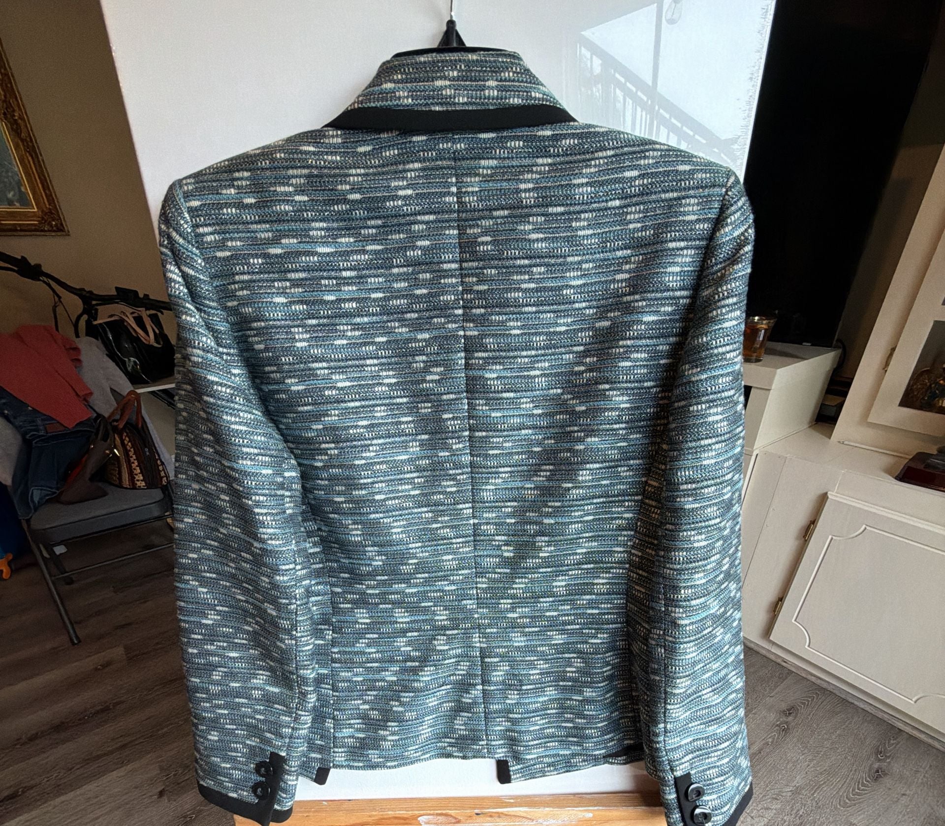 Kasper Black and White Bouclé Blazer with Contrast Trim 7