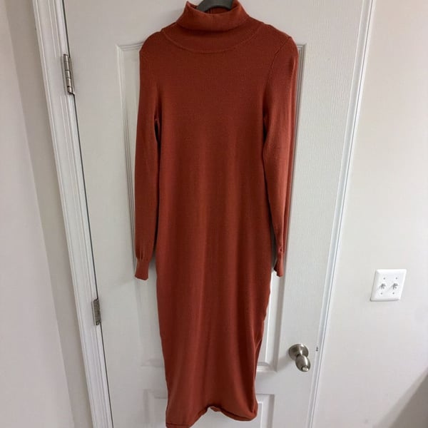 Long Sleeve Turtleneck Midi Sweater Dress