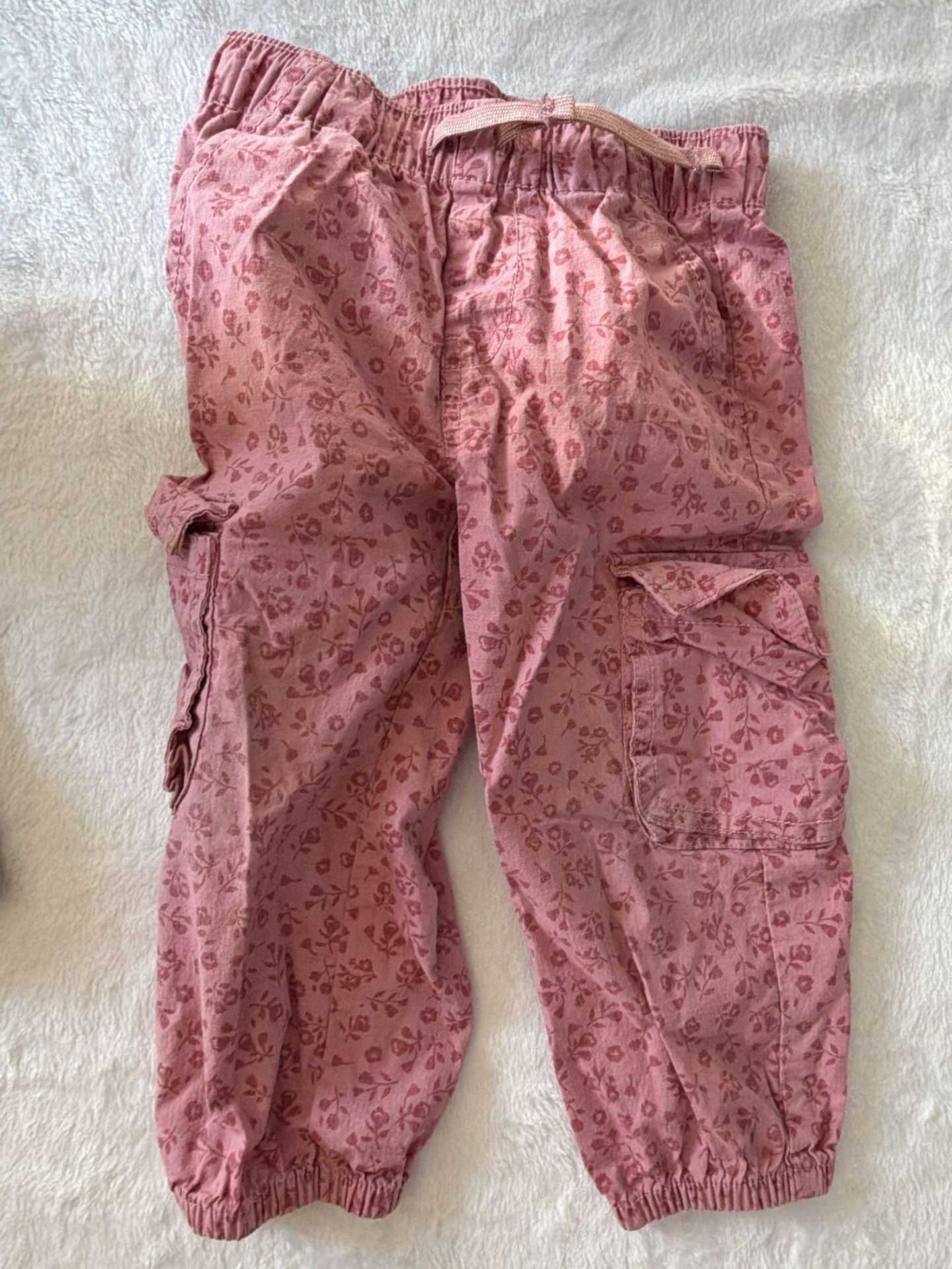 Okie Dokie Cargo Pants Size 18M Pink Floral Pull-On 2