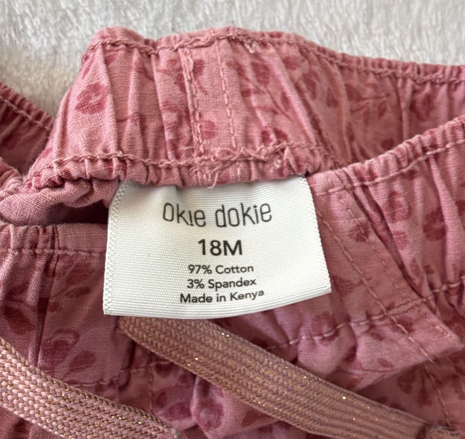 Okie Dokie Cargo Pants Size 18M Pink Floral Pull-On 3