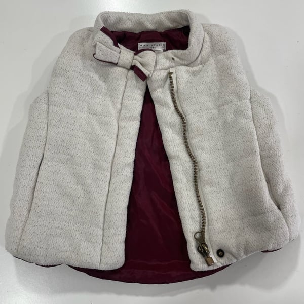 Max Studio Kids Puffer Vest Size 12M Cream White Metallic Bow