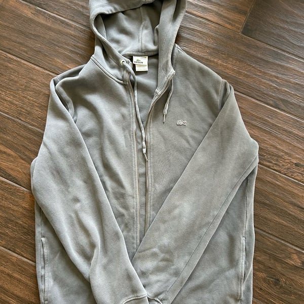 Lacoste Vintage Washed Full Zip Hoodie Grey