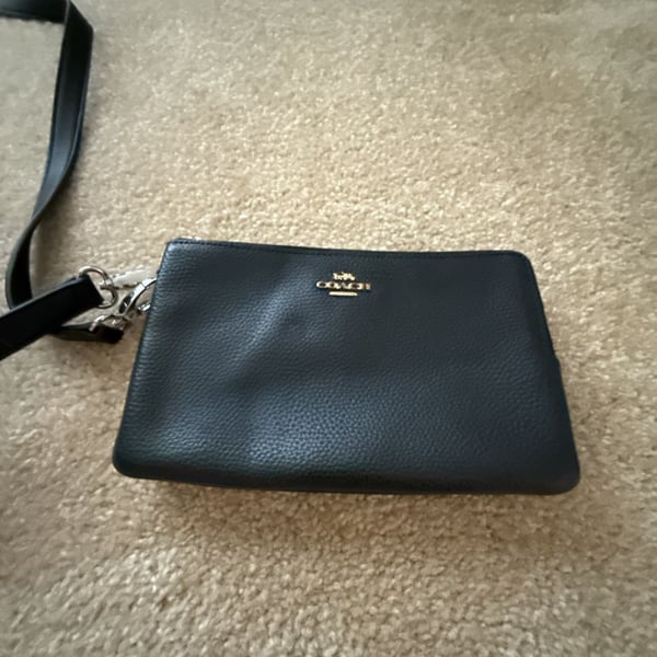 Coach Double Zip Crossbody Bag Black Leather