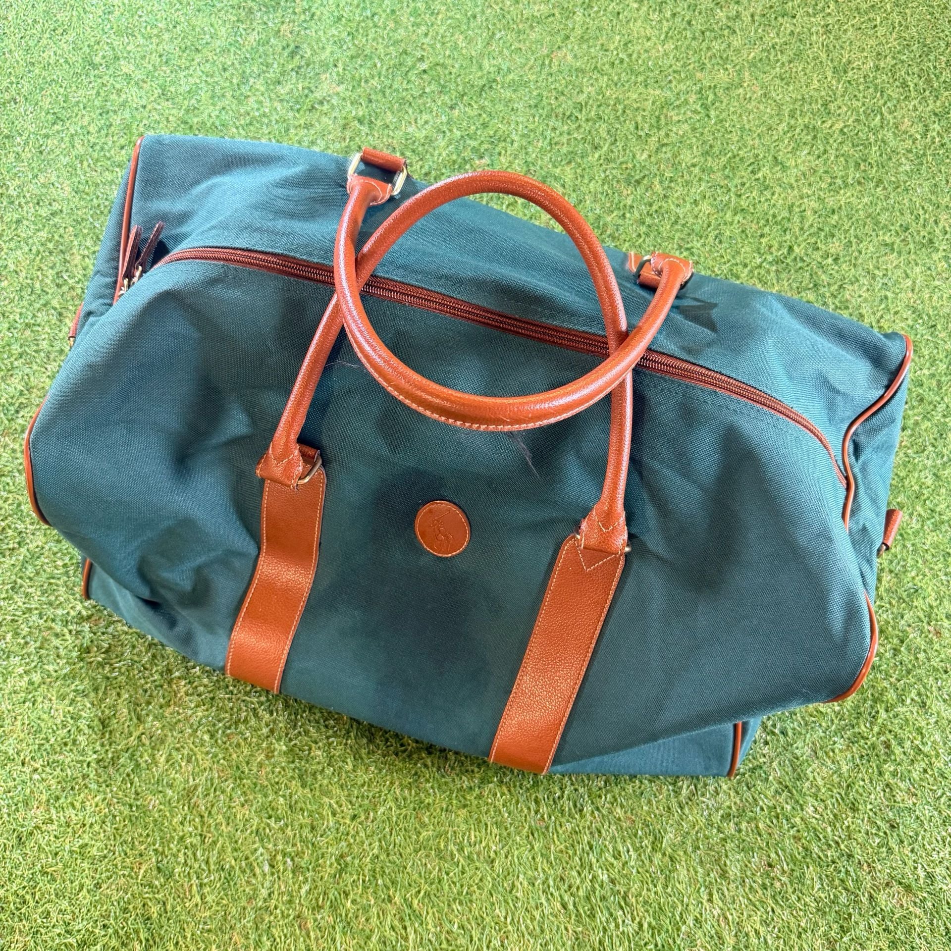 Polo Ralph Lauren Vintage Green Canvas Weekender Duffle Bag 2