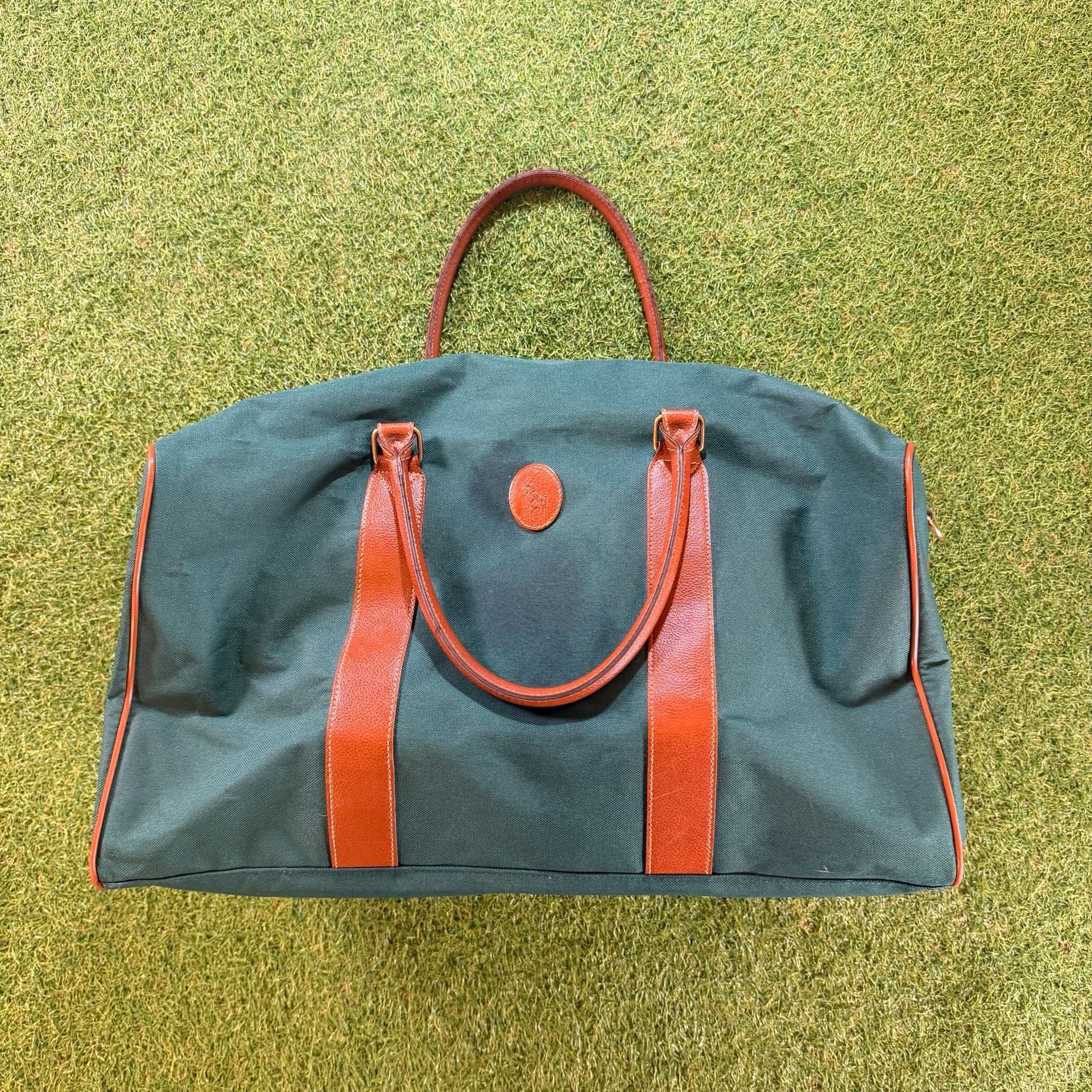 Polo Ralph Lauren Vintage Green Canvas Weekender Duffle Bag 3