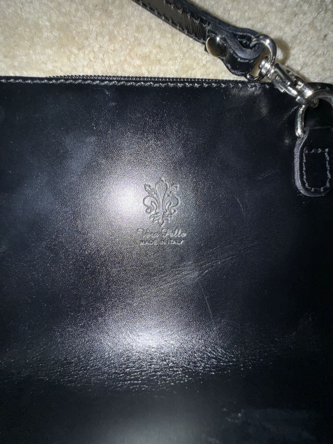 Vera Pelle Black Leather Crossbody Bag Made In Italy 3