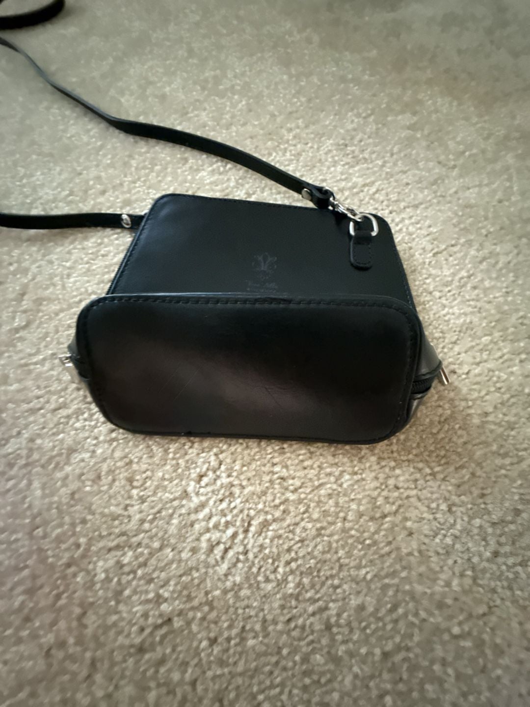Vera Pelle Black Leather Crossbody Bag Made In Italy 5