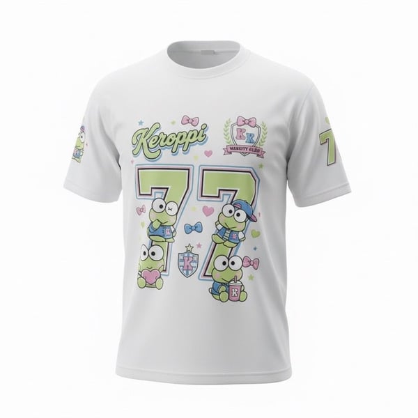 Sanrio Keroppi Varsity 77 Graphic White T-Shirt