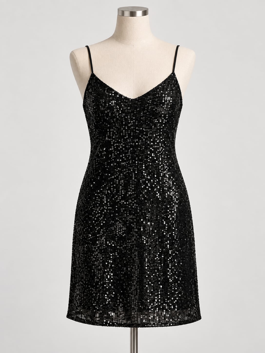Banana Republic Black Sequin Mini spaghetti Strap Slip Dress Size: 2 3