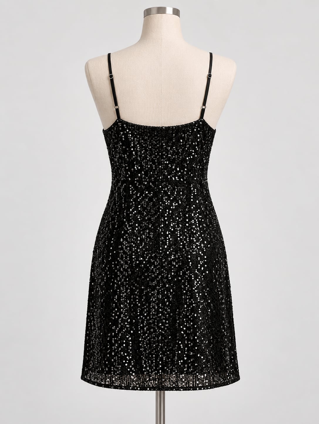Banana Republic Black Sequin Mini spaghetti Strap Slip Dress Size: 2 4