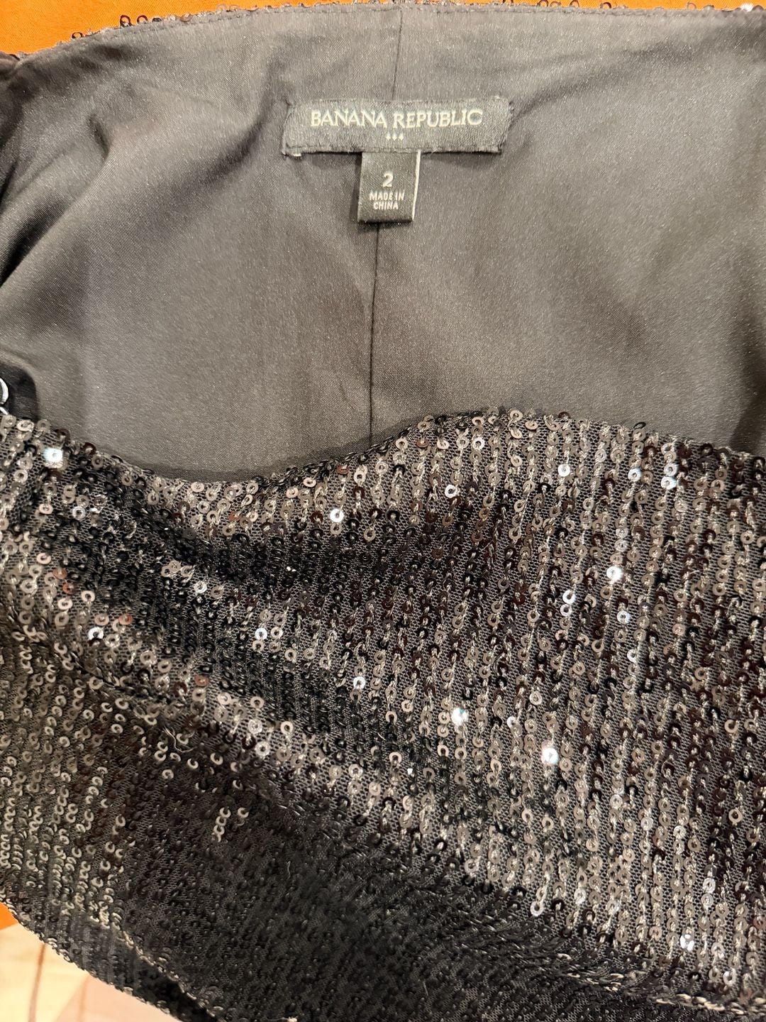 Banana Republic Black Sequin Mini spaghetti Strap Slip Dress Size: 2 5