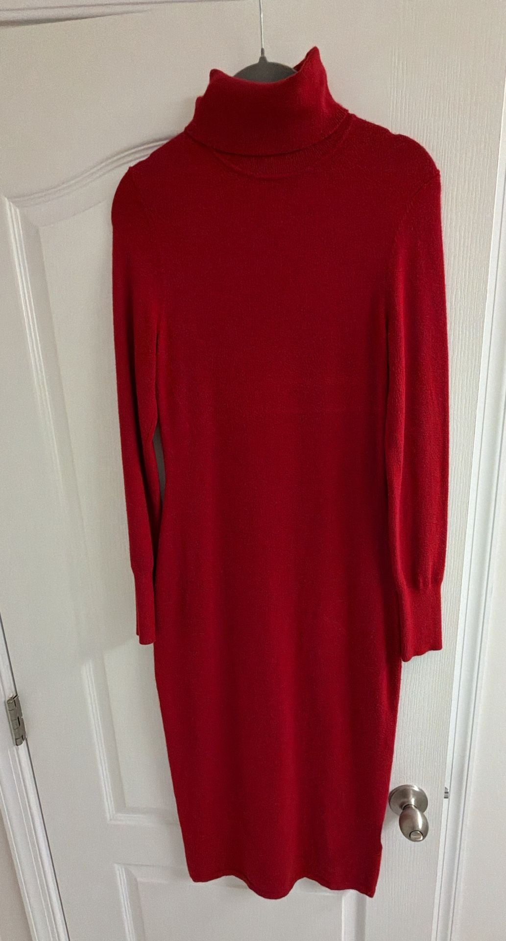 Ribbed Turtleneck Midi Sweater Dress 10