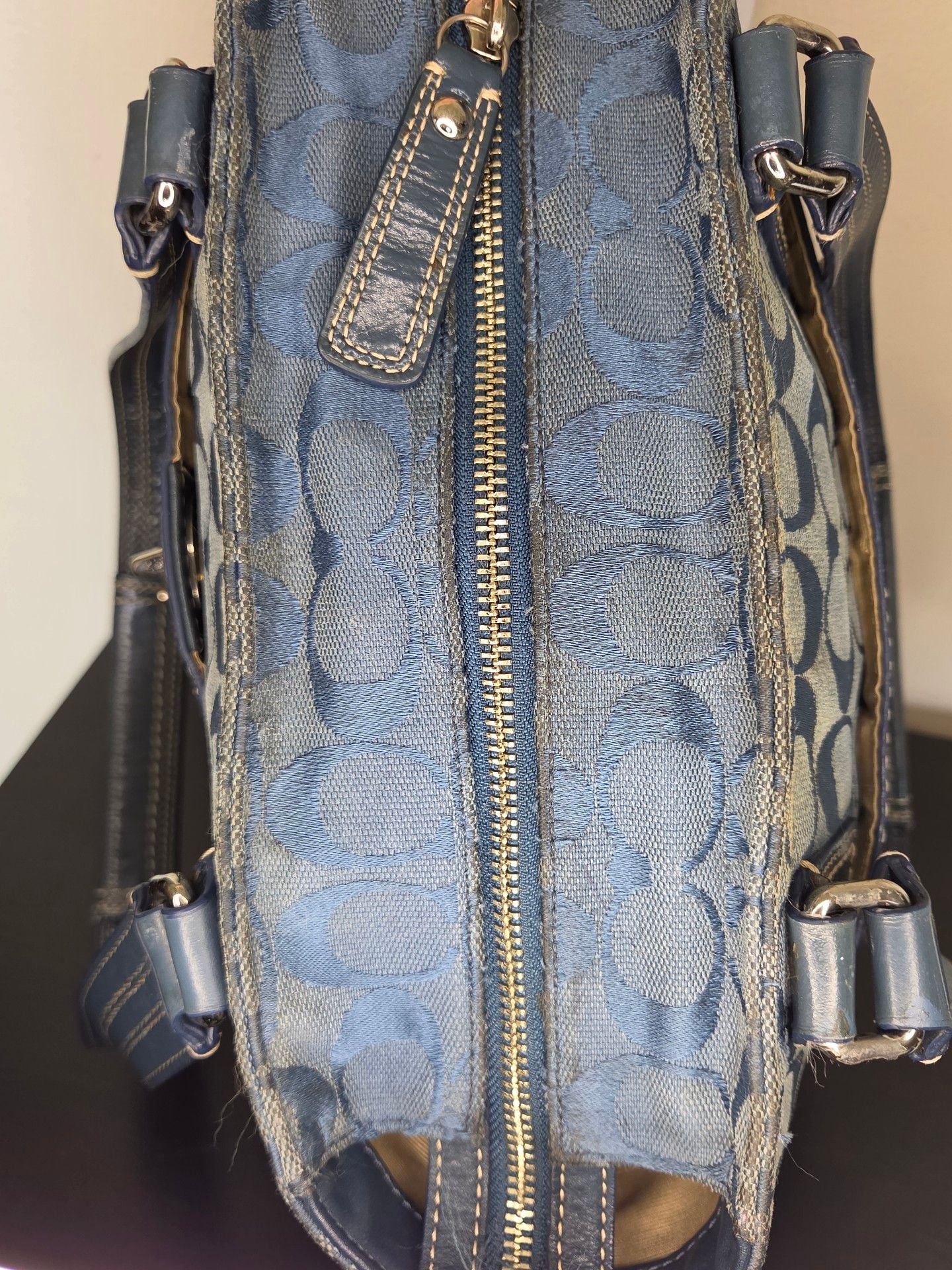 Coach Blue Signature Canvas Turn Lock Tote Bag 10
