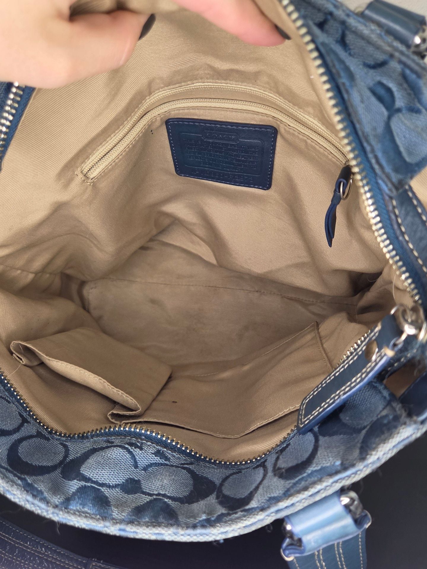 Coach Blue Signature Canvas Turn Lock Tote Bag 12