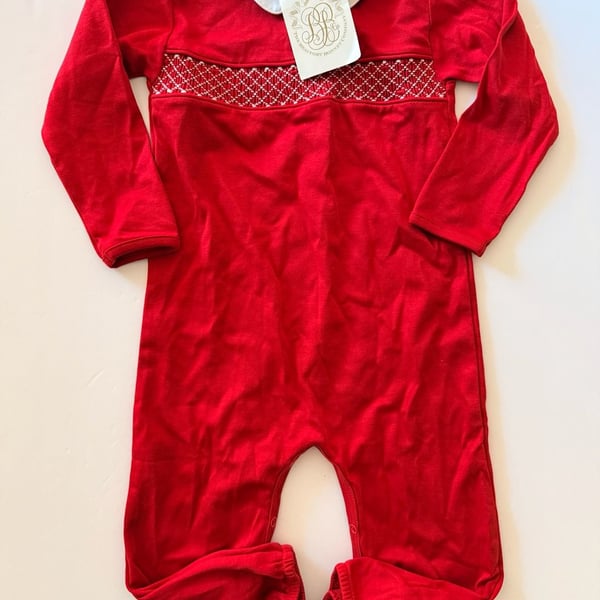 The Beaufort Bonnet Company Baby Rigsby Romper Richmond Red/White