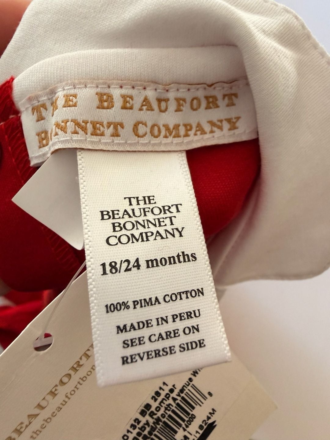 The Beaufort Bonnet Company Baby Rigsby Romper Richmond Red/White 6