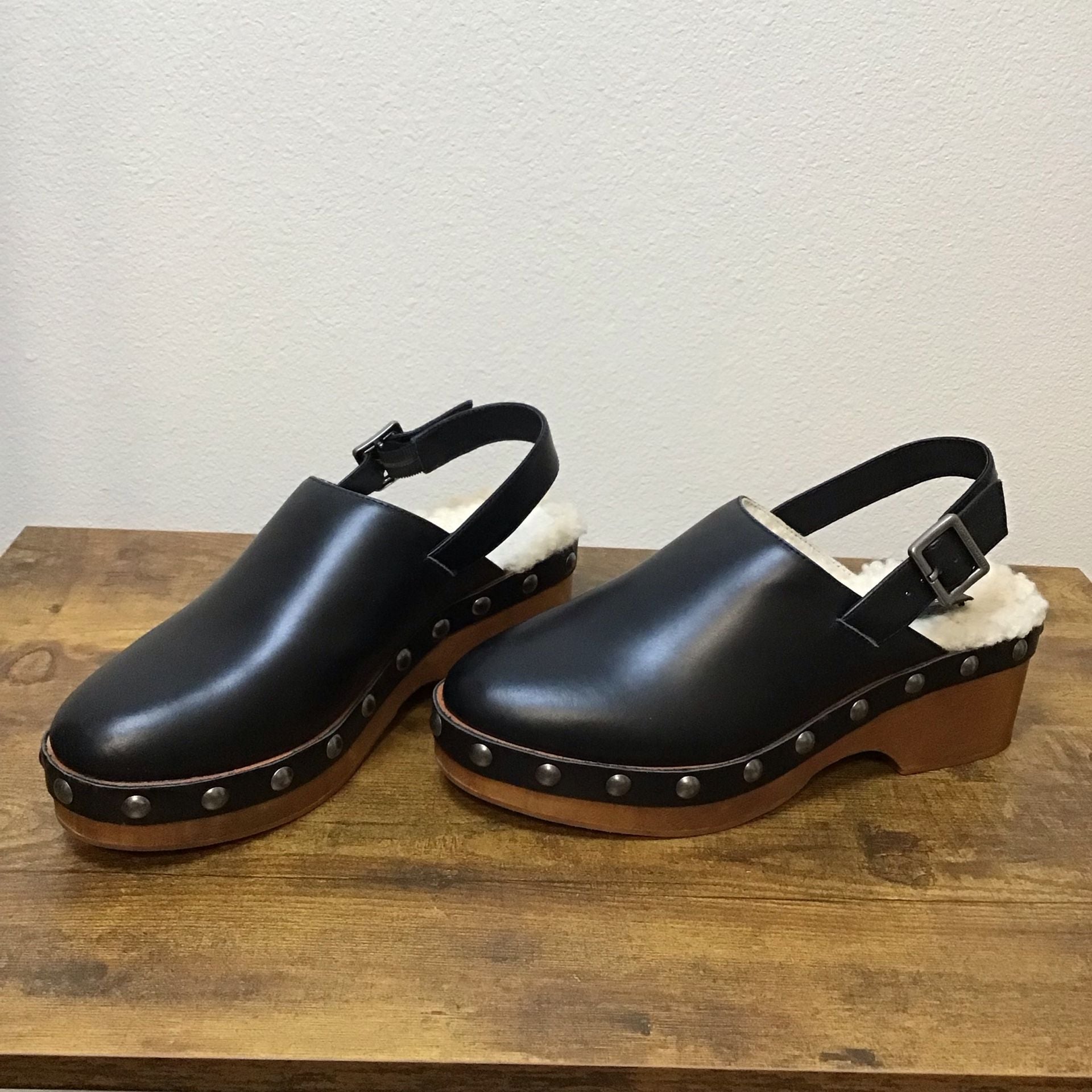 Kelsi Dagger Brooklyn Slingback Clogs Sz 8.5 Black Studded Boho Hippie 11
