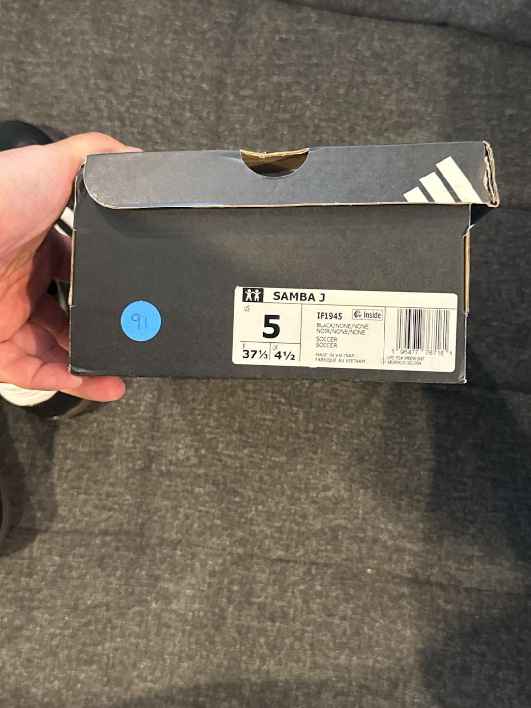5Y / 6W - Adidas Samba Indoor Core Black Cloud White 8