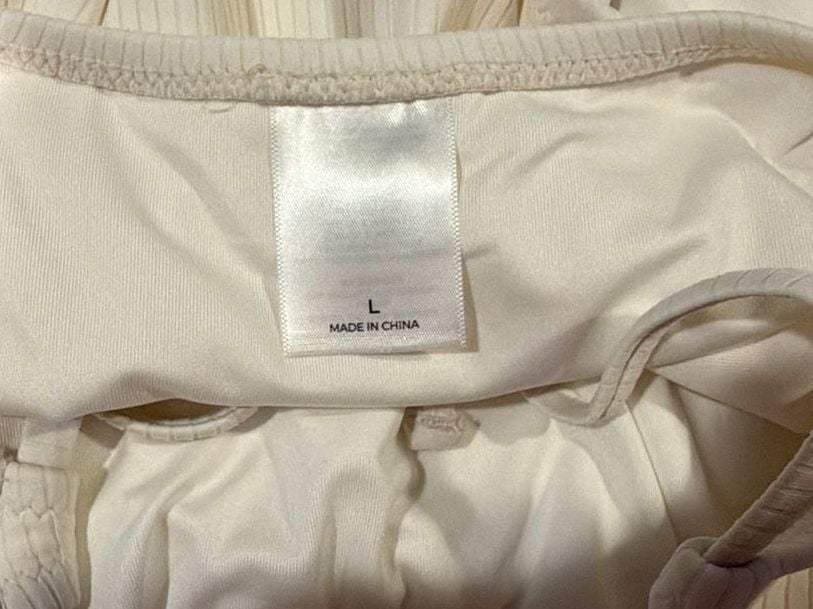 Shade & Shore One-Piece Swimsuit Size L White Ribbed Ring Front 7