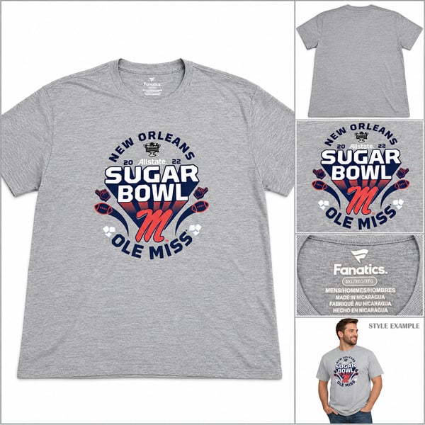 Fanatics Ole Miss Rebels 2022 Sugar Bowl T-Shirt Gray Men’s 3XL