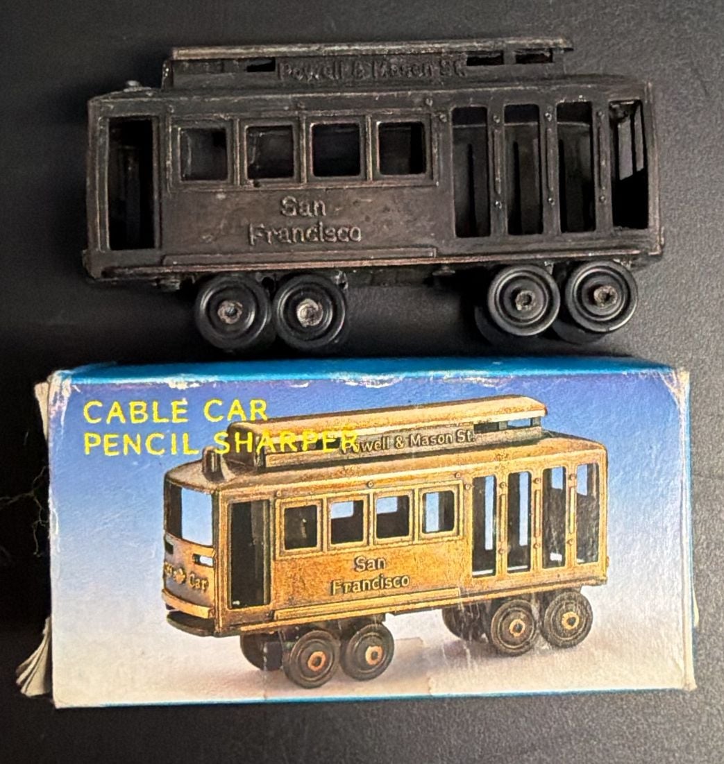 Vintage San Francisco Powell & Mason St Cable Car Metal Pencil Sharpener 1