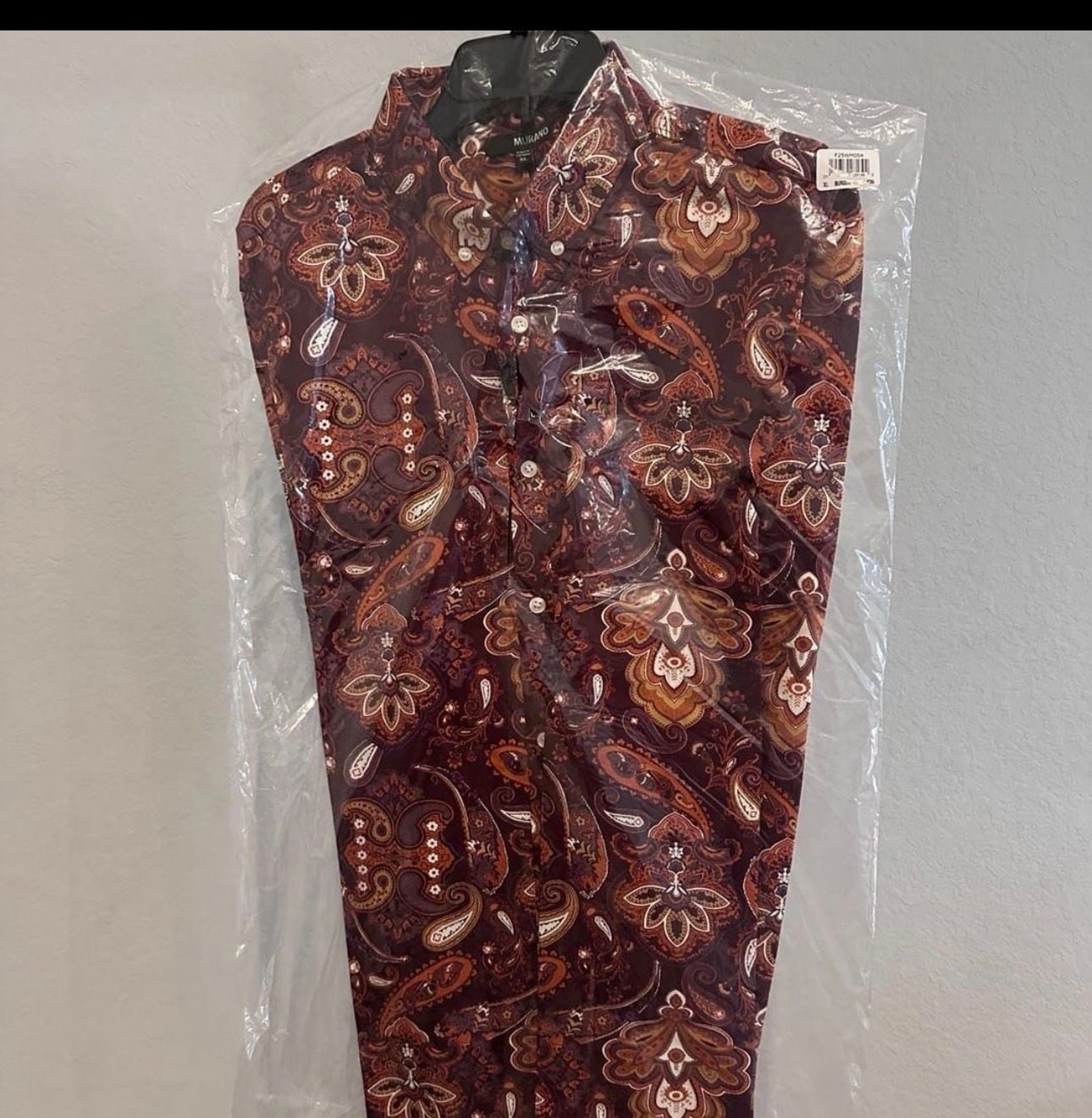 Murano Paisley Print Long Sleeve Button Down Shirt XL 3