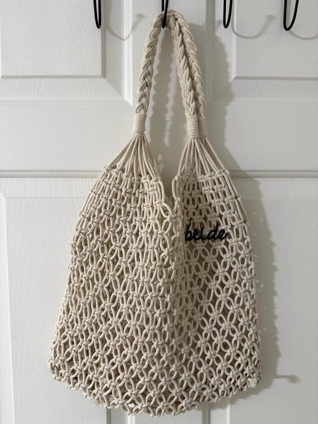 Unbranded Bride Macrame Beach Tote Bag Beige Woven Cotton Crochet 2