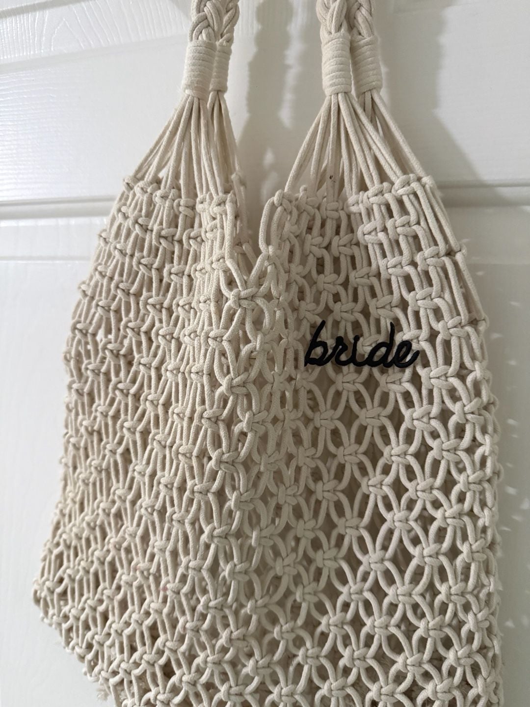 Unbranded Bride Macrame Beach Tote Bag Beige Woven Cotton Crochet 3