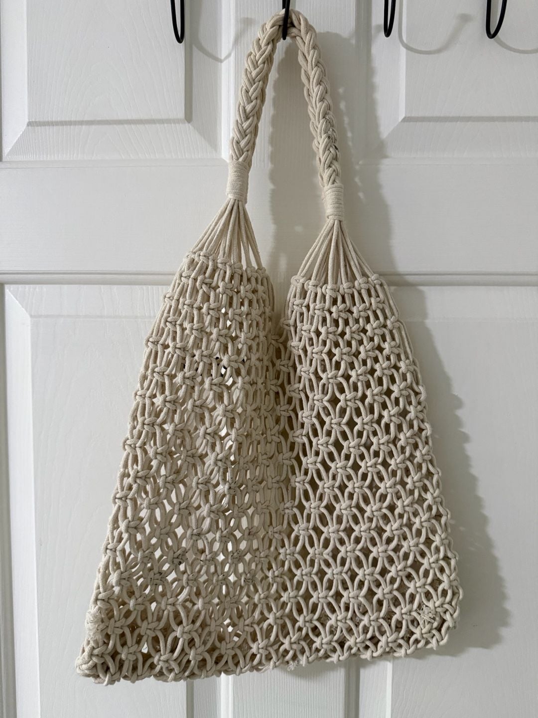 Unbranded Bride Macrame Beach Tote Bag Beige Woven Cotton Crochet 5