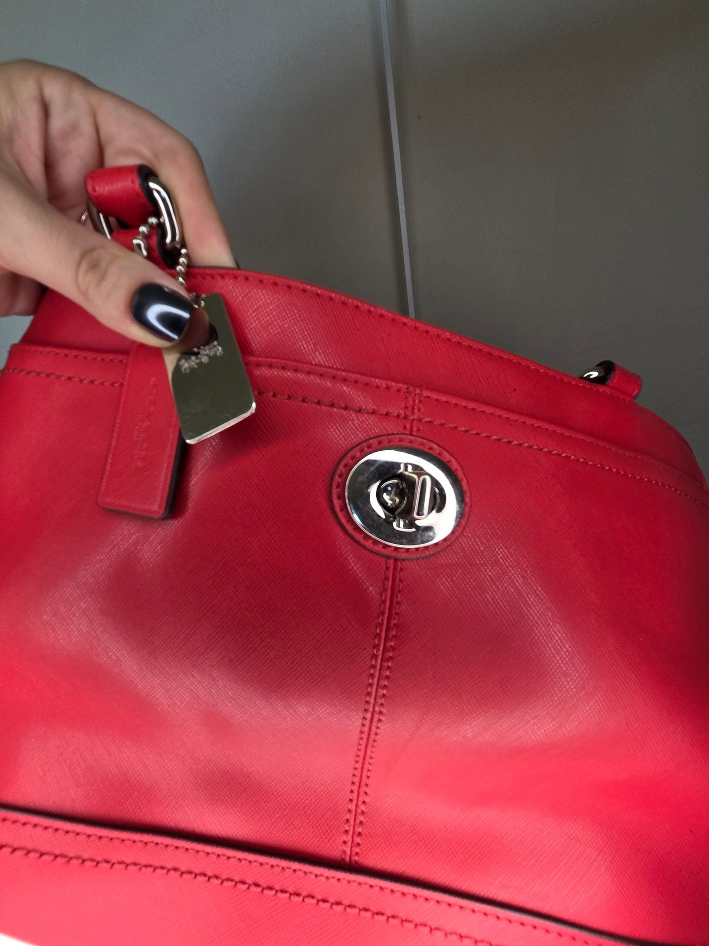 Coach Red Leather Park Saffiano Carryall Tote Bag 5