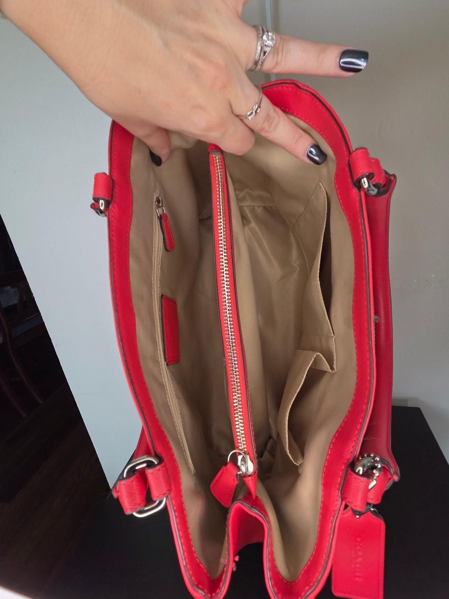 Coach Red Leather Park Saffiano Carryall Tote Bag 6