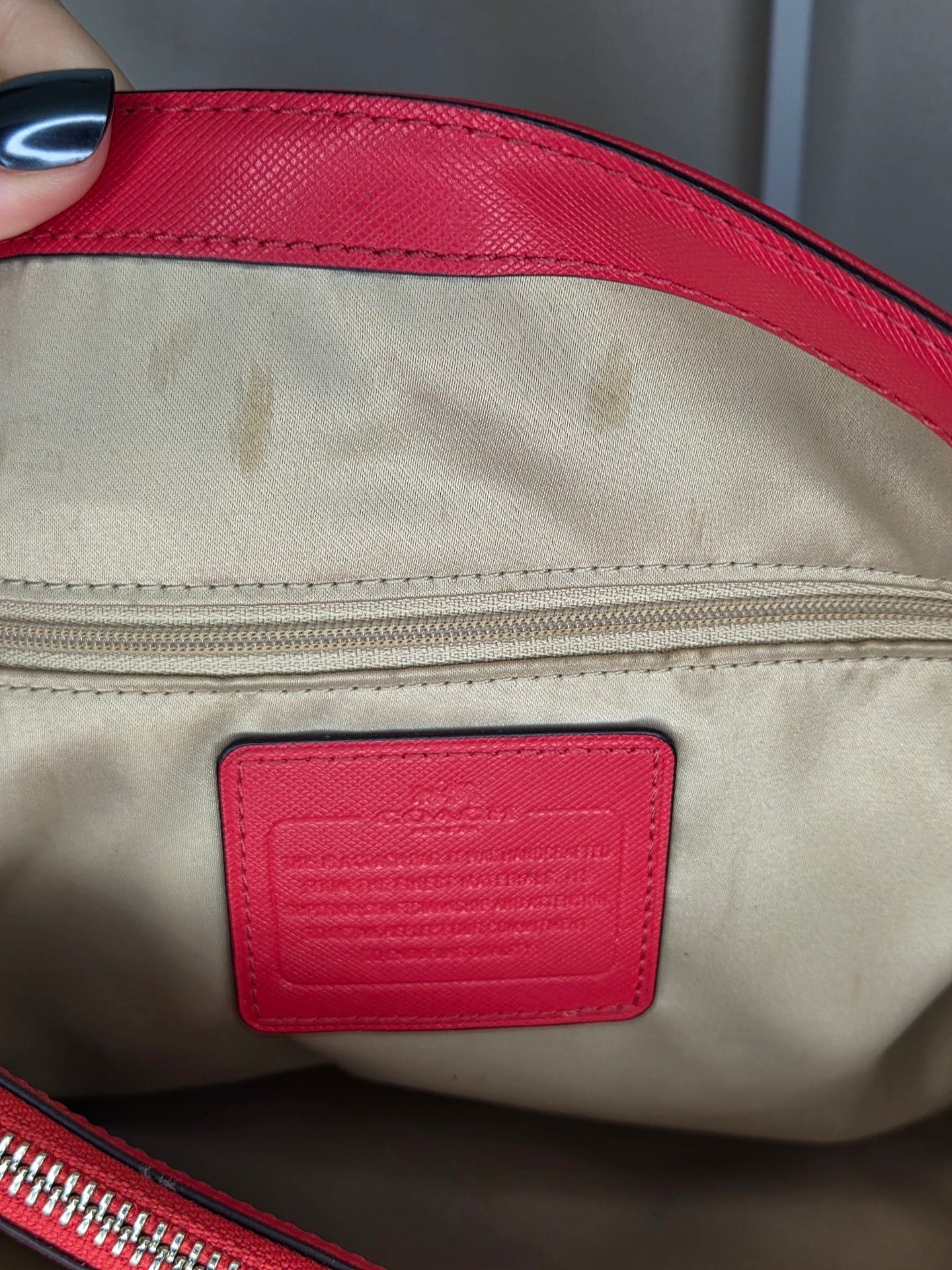 Coach Red Leather Park Saffiano Carryall Tote Bag 10