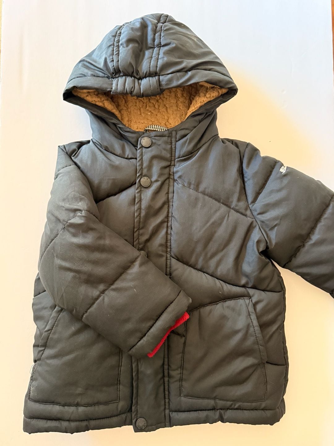 Ben Sherman Puffer Jacket Size 2T Black Sherpa Lined Hooded Winter Coat 1