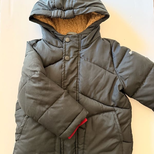 Ben Sherman Puffer Jacket Size 2T Black Sherpa Lined Hooded Winter Coat