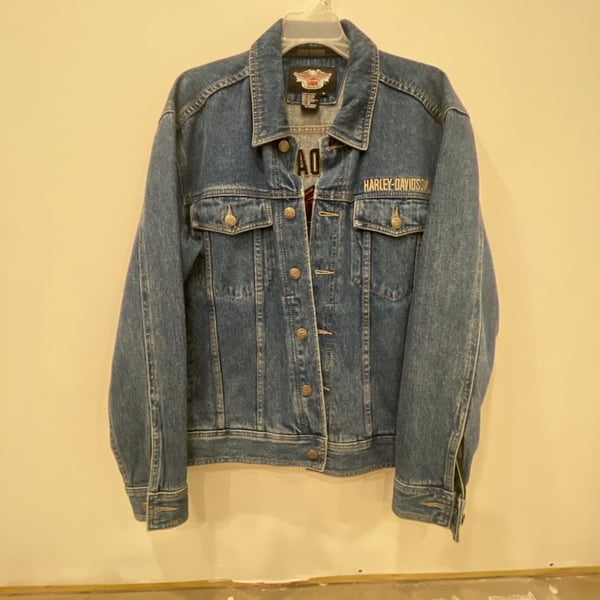 Harley-Davidson Denim Jacket Size M Blue Logo Trucker