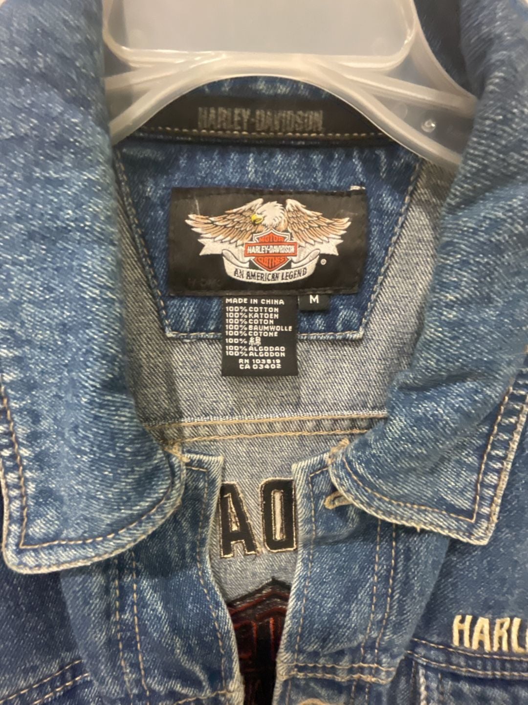 Harley-Davidson Denim Jacket Size M Blue Logo Trucker 3