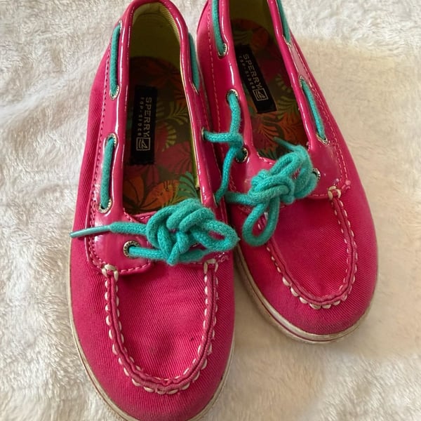 Sperry Biscayne 1 Eye Size 11M Pink Canvas Boat Shoes