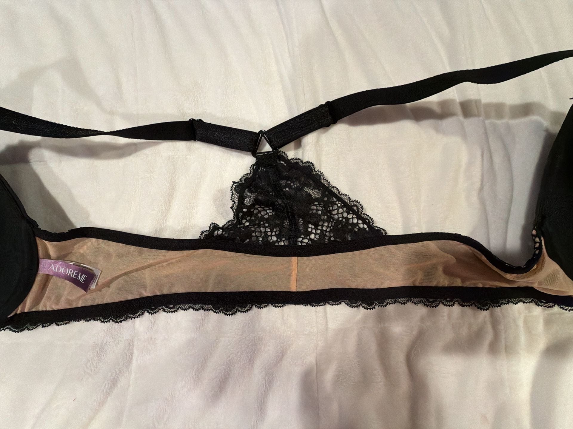 Adore Me Bra Size 40D Black Lace Underwire 7